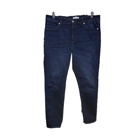 Loft The Skinny Dark Wash Mid Rise Cropped Jeans - Picture 3 of 5